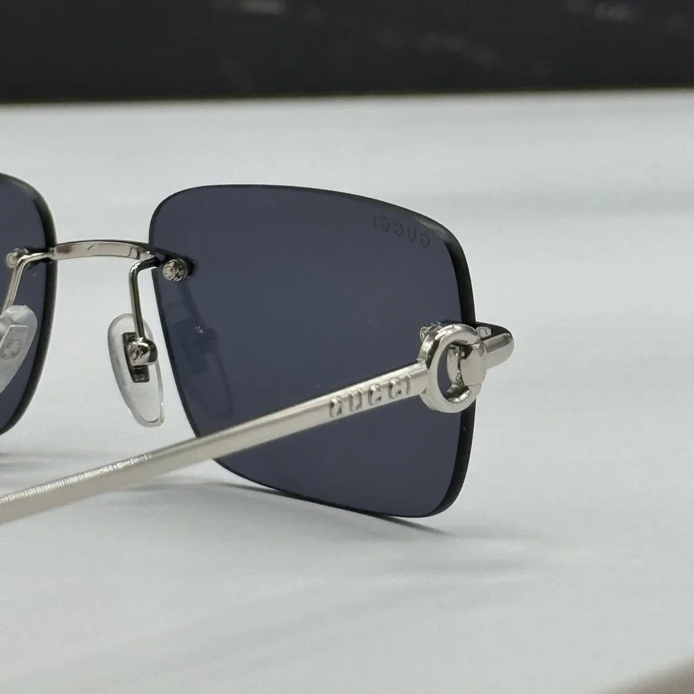 NEW GUCCI SILVER BLUE UNISEX SUNGLASSES GUCCI GG1703S 003 - Picture 10 of 13